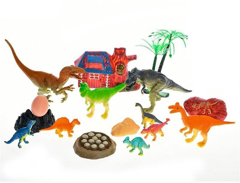 Mikrotrading Dinoworld sada dinosaurů s doplňky 19 ks v krabičce