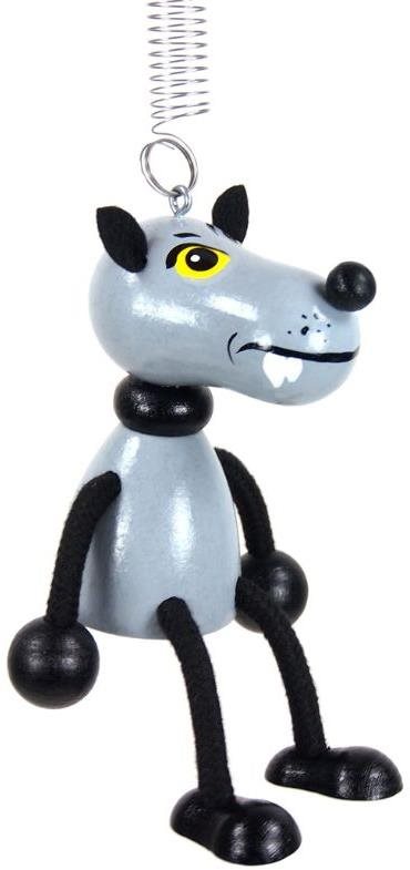 KROKIDO Vlk - ručně malovaná dřevěná figurka na pružině