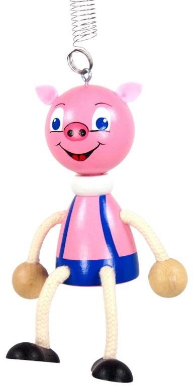 KROKIDO Prasátko - ručně malovaná dřevěná figurka na pružině
