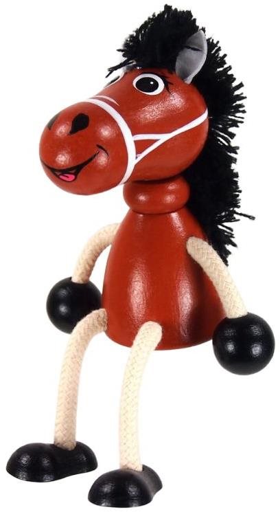 KROKIDO Hnědý kůň - ručně malovaná dřevěná figurka