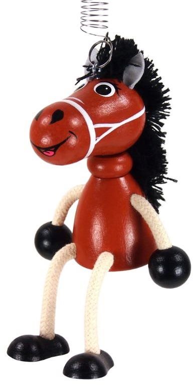 KROKIDO Hnědý kůň - ručně malovaná dřevěná figurka na pružině