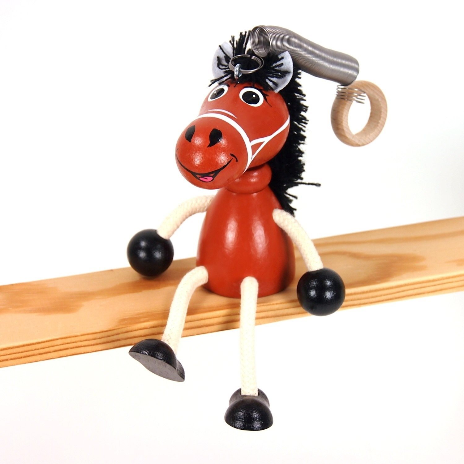 Krokido Hnědý kůň - dřevěná figurka na pružině