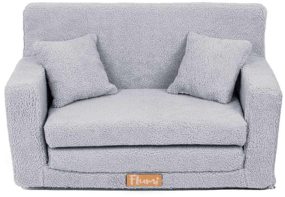 Flumi Dětská rozkládací pohovka Boucle šedá