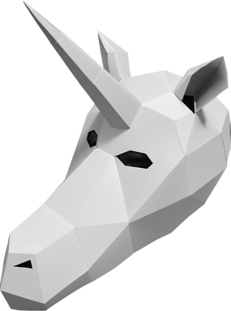 PolyPaper - 3D Papírová maska - Jednorožec bílá