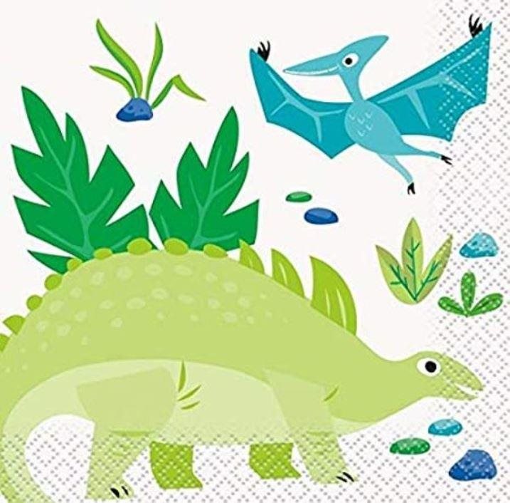 Papírové ubrousky dinosaurus - 13 x 13 cm - 16 ks