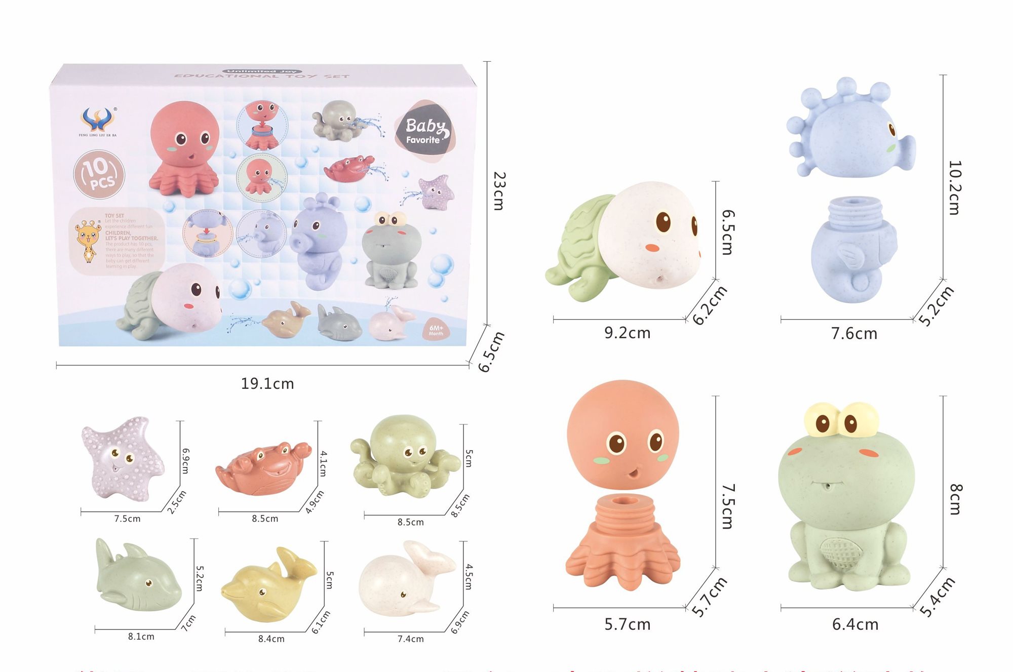 Hračky do vody - Zvířátka z moře 10 ks