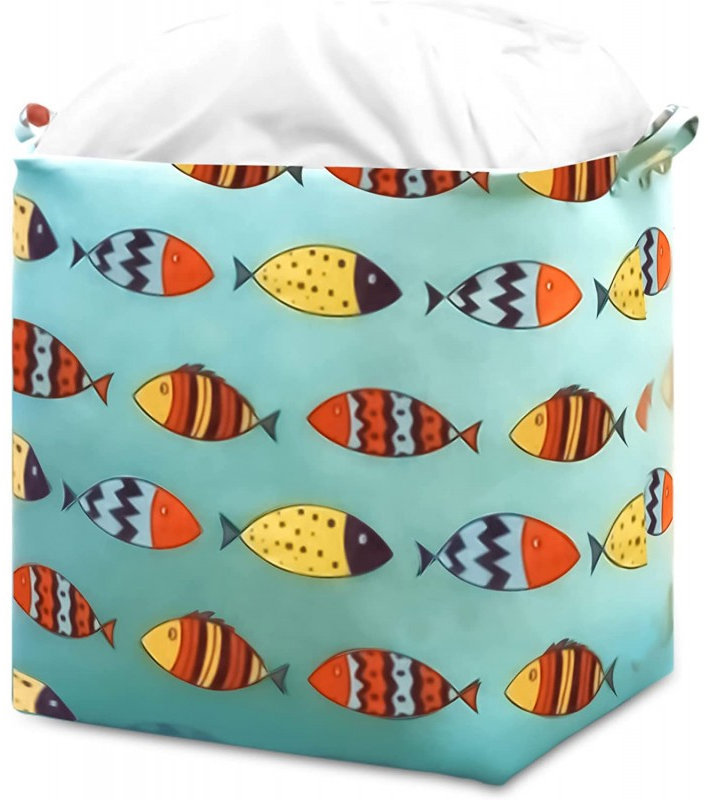 Livefy Koš na hračky Fishy 50 × 40 × 45 cm, tyrkysový