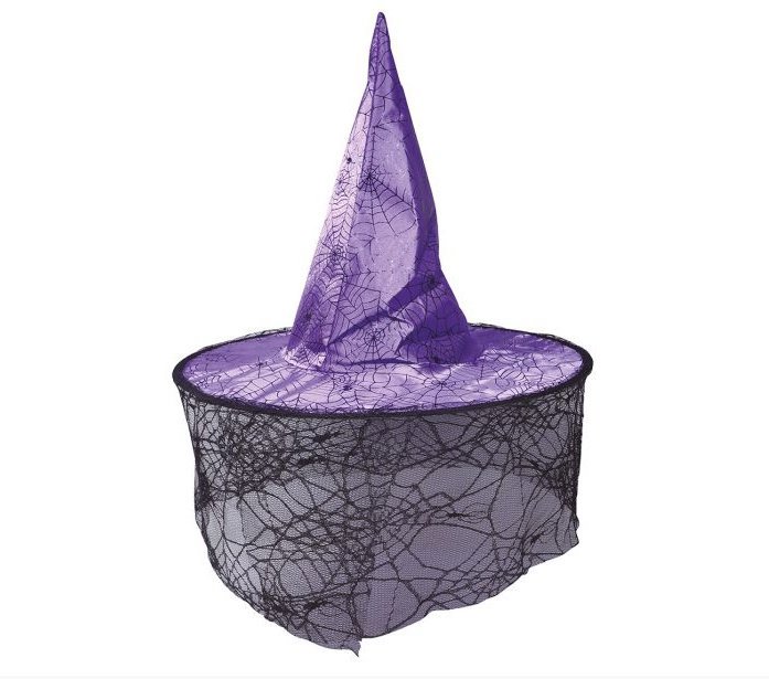 GUIRCA Fialový čarodějnický klobouk se závojem