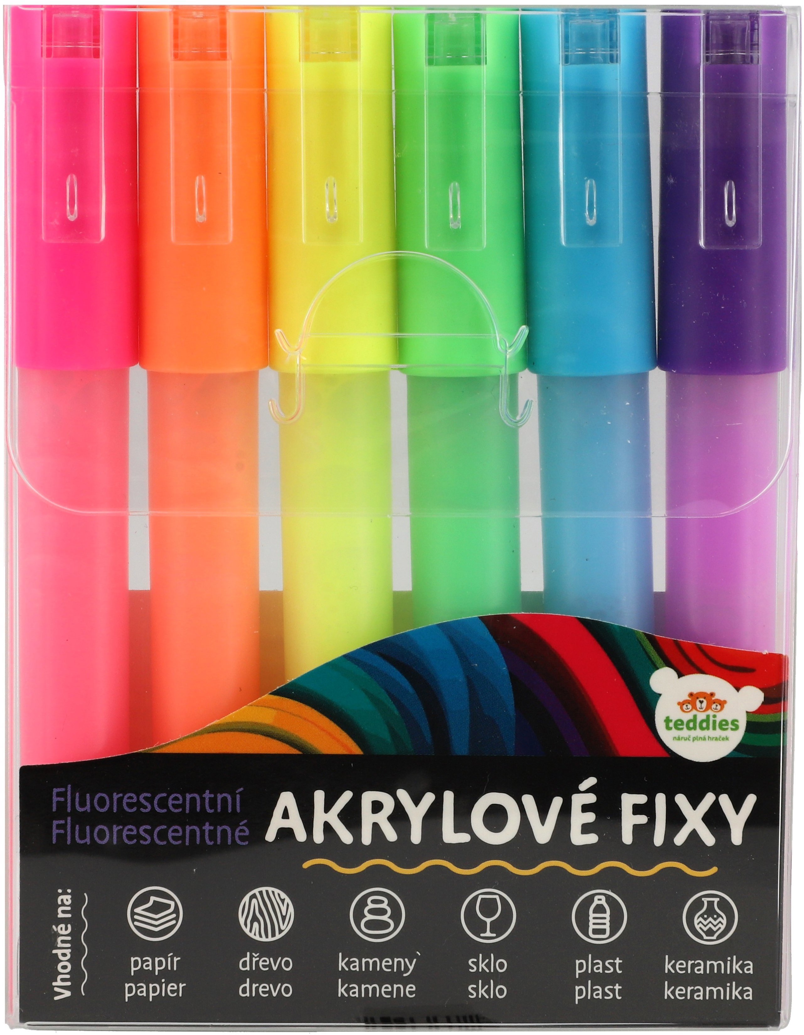 Teddies Fixy akrylové fluorescentní 6 ks