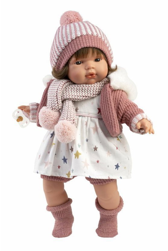 Llorens 38574 Lola - realistická panenka se zvuky a měkkým látkovým tělem - 38 cm