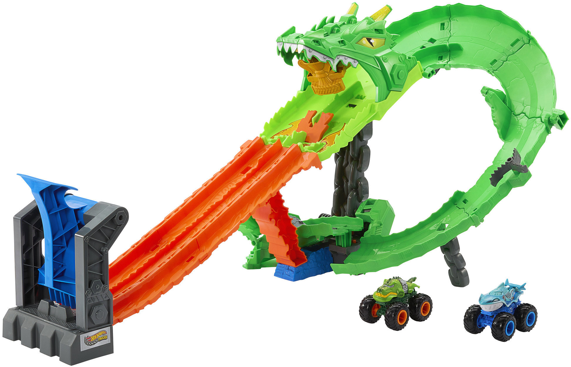 Hot Wheels Monster Trucks Dráha dračí zkáza a 2 autíčka