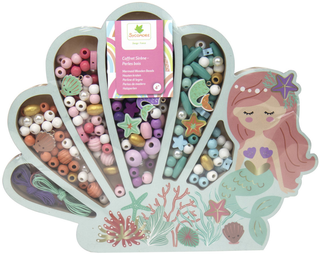 Sycomore Dřevěné pastelové korálky, mořská panna 400 ks