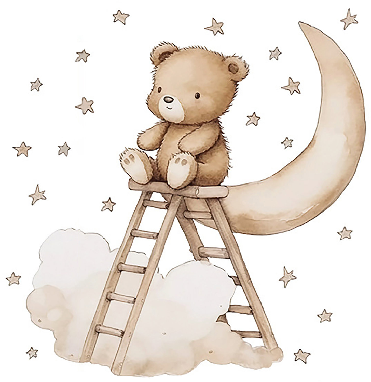 Sipo Nástěnné samolepky Teddy bear on a ladder