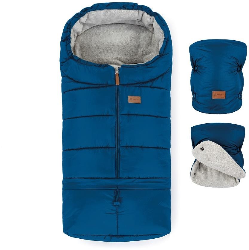 Petite&Mars Set zimní fusak Jibot 3v1 + rukavice na kočárek Jasie Ocean Blue