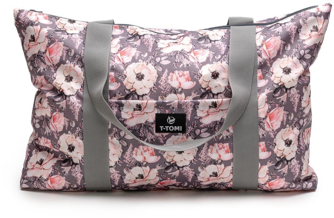 T-TOMI Shopper Bag Grey Flowers