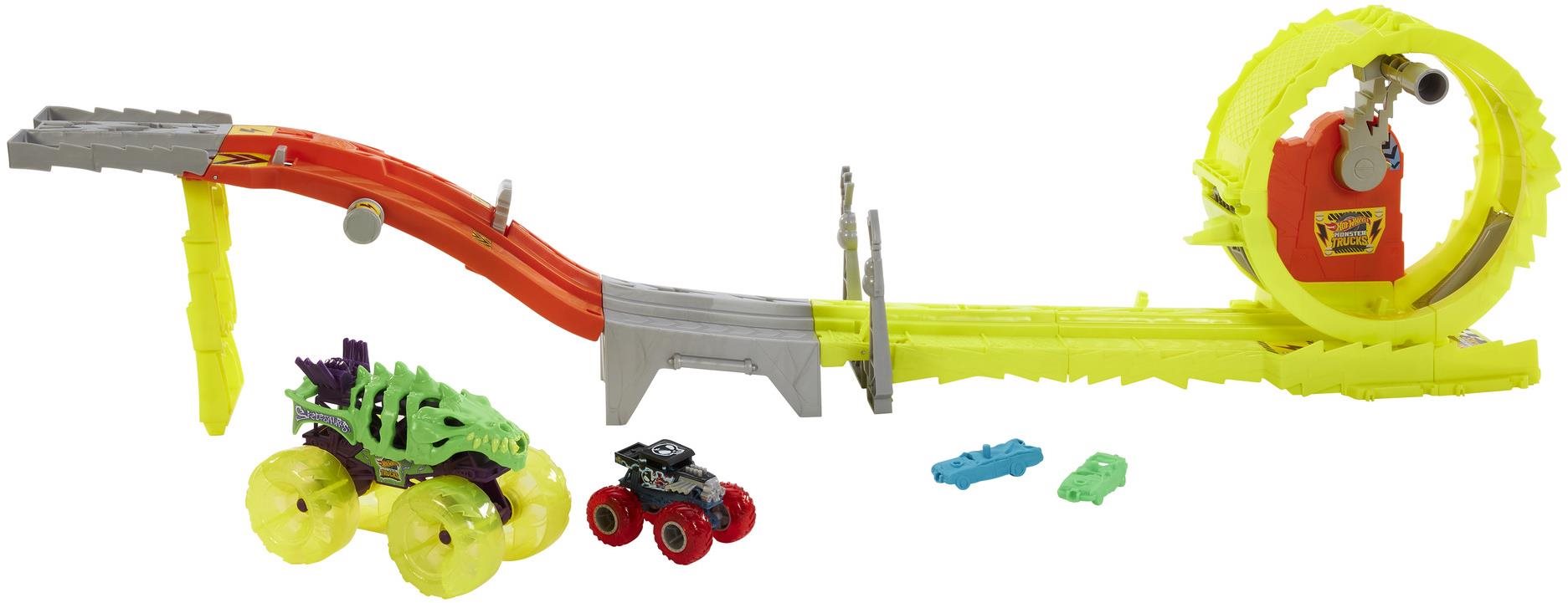 Hot Wheels Monster Trucks Power Smashers masivní destrukce, 2 trucky a 2 rozdrcená autíčka
