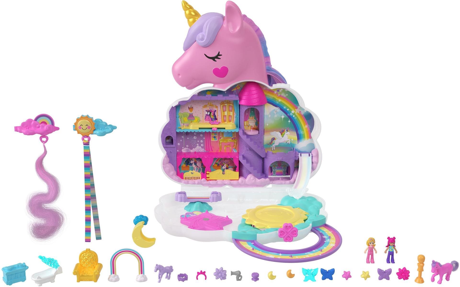 Polly Pocket Salón duhový jednorožec 2 v 1, 2 pidi panenky, 20+ herních dílků
