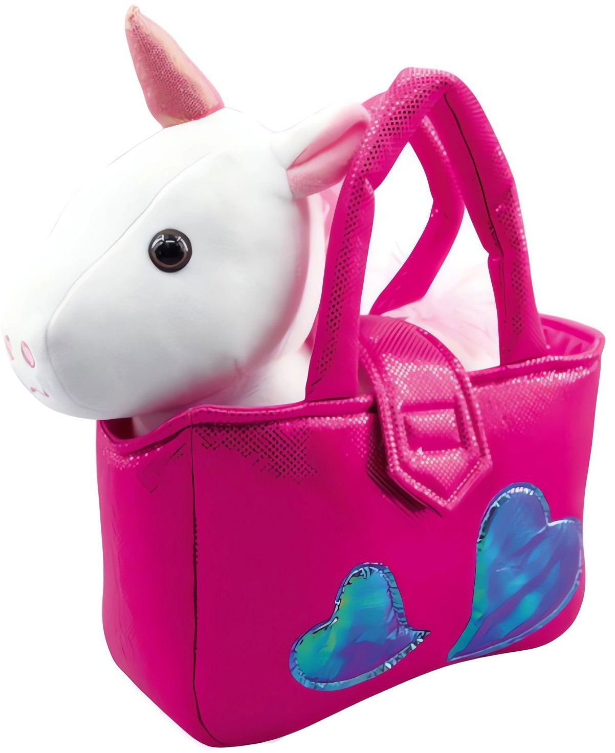 MalPlay Plyšový jednorožec v kabelce 28 cm, bílý