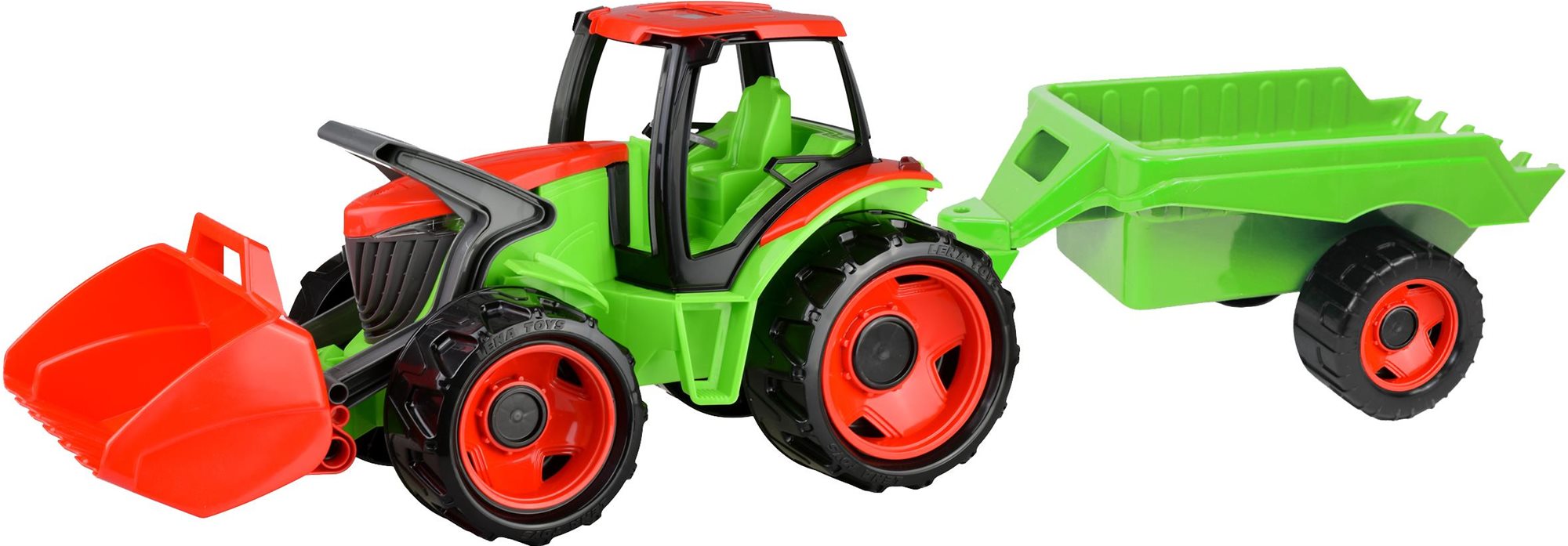 Lena Traktor se lžící a s vozíkem, červeno zelený