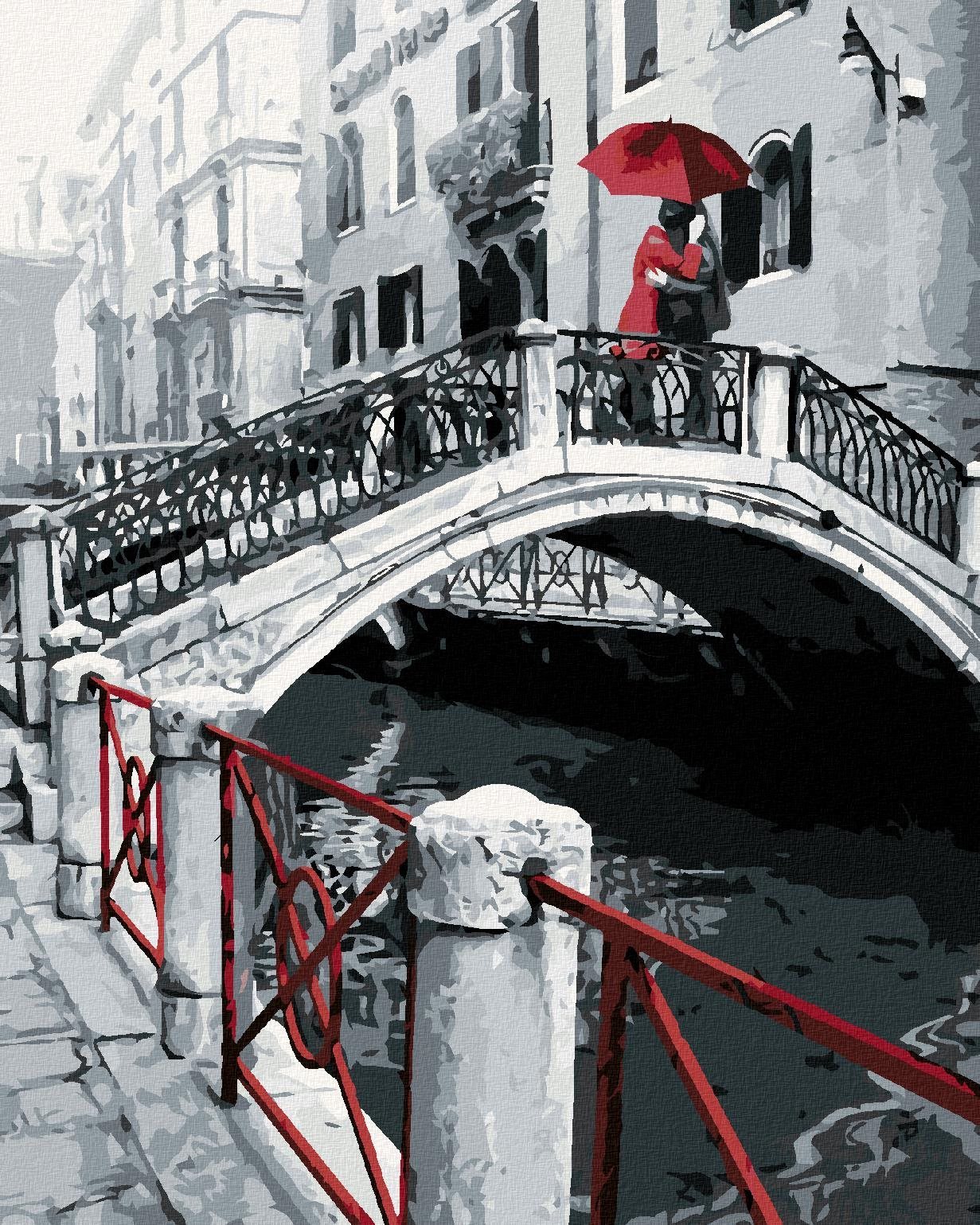 Zuty - Malování Podle Čísel - Milující Pár Na Mostě, 40X50 Cm, Plátno