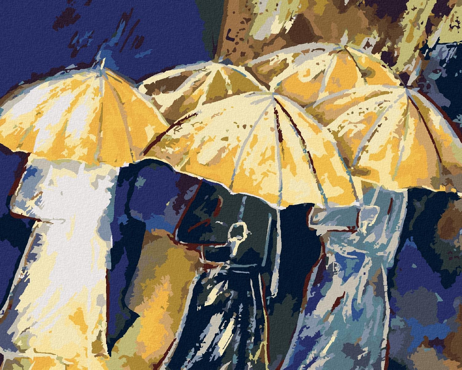 Zuty - Malování Podle Čísel - Lidé Se Zlatými Deštníky, 40X50 Cm, Plátno+Rám