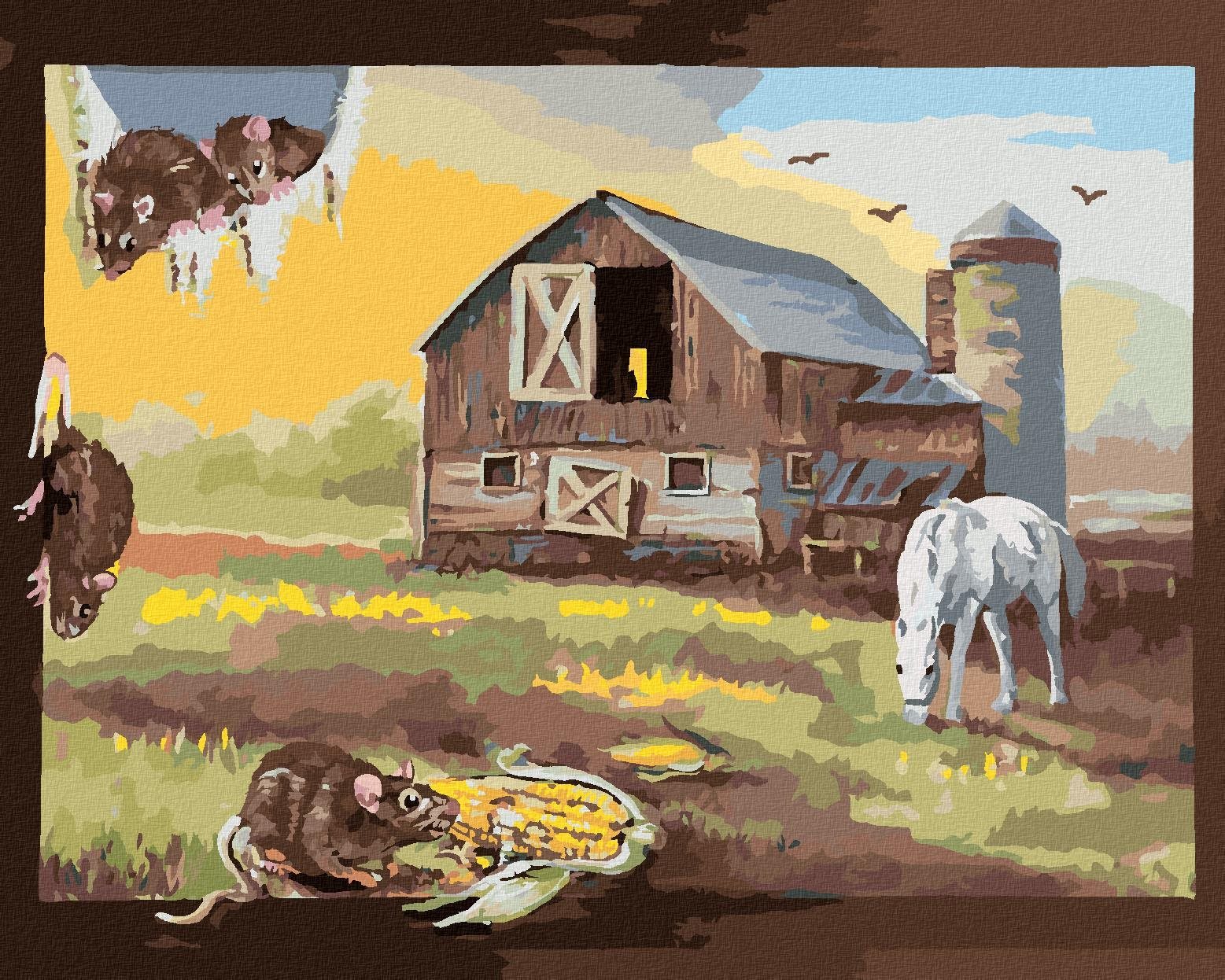 Zuty - Malování Podle Čísel - Krysa V Obrazu Farmy A Koně (D. Rusty Rust), 40X50 Cm, Plátno