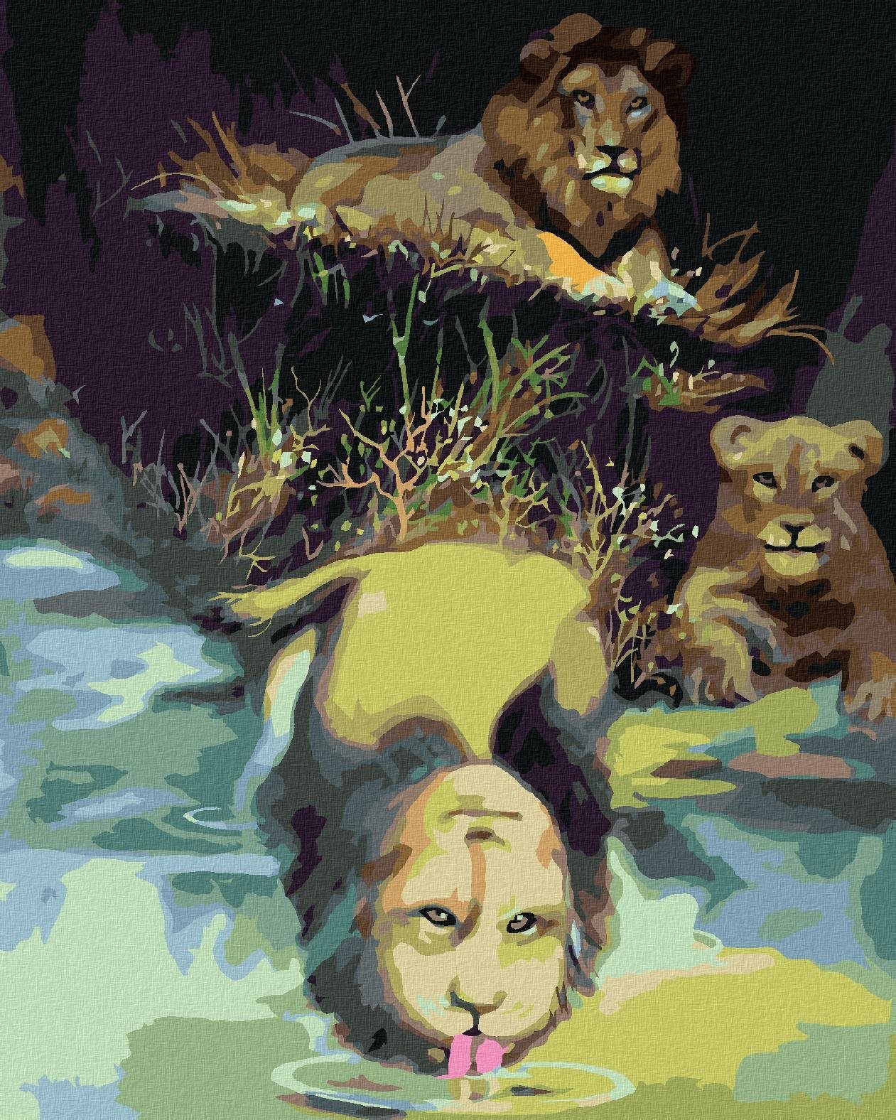 Zuty - Malování Podle Čísel - Lev U Vody (D. Rusty Rust), 40X50 Cm, Plátno+Rám