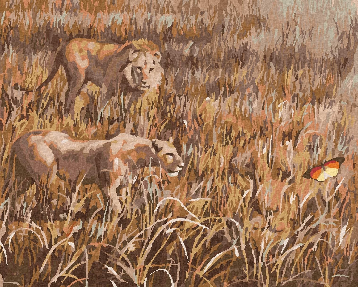 Zuty - Malování Podle Čísel - Lev Na Lovu (D. Rusty Rust), 40X50 Cm, Plátno