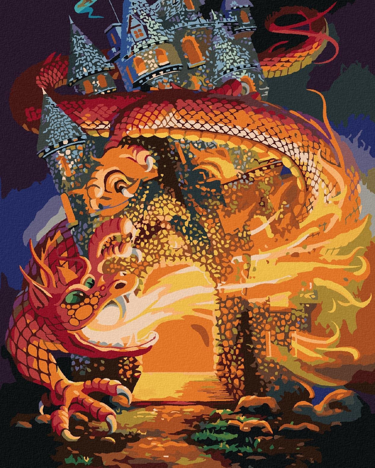 Zuty - Malování Podle Čísel - Drak A Hrad (D. Rusty Rust), 40X50 Cm, Plátno