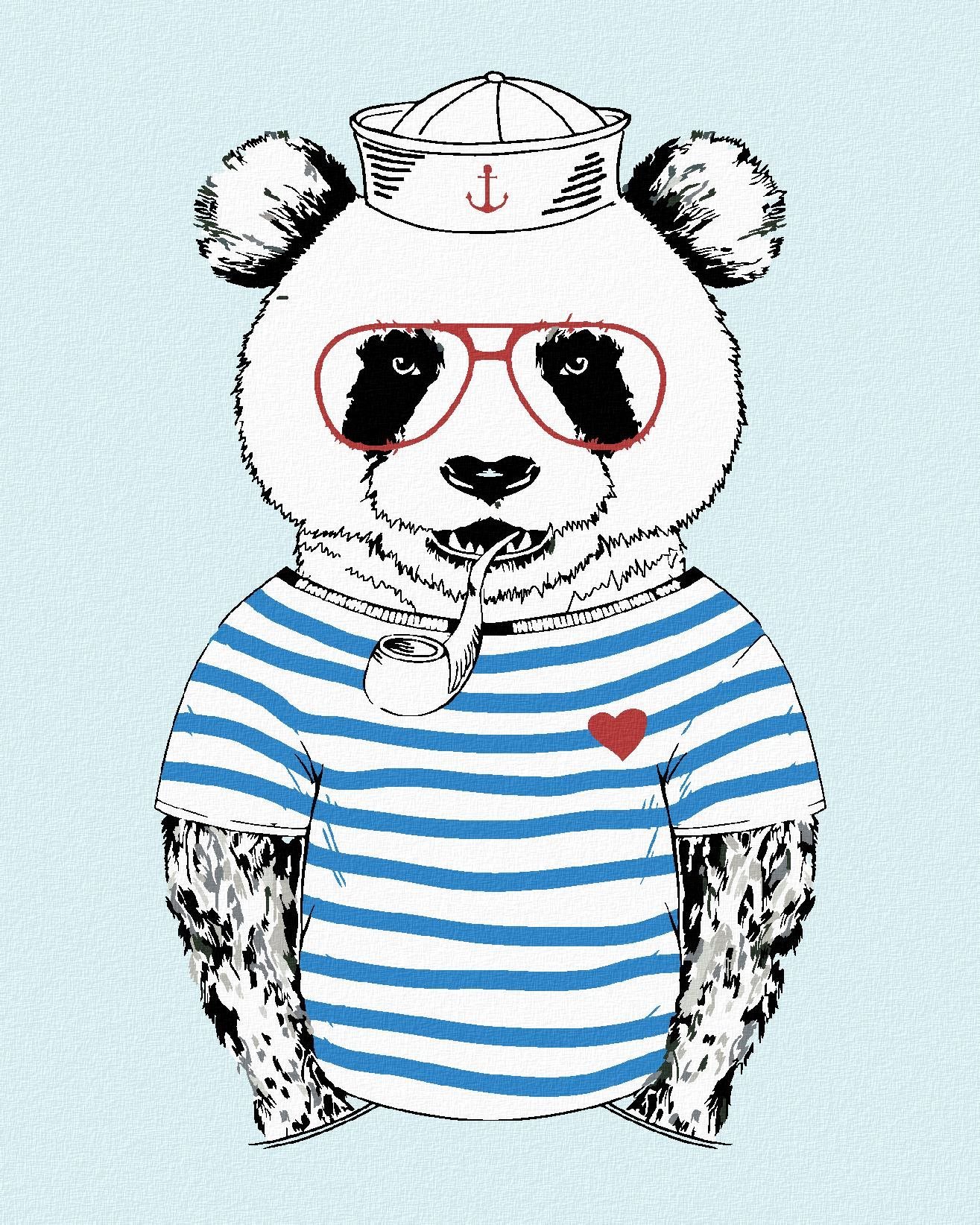 Zuty - Malování Podle Čísel - Námořník Panda, 40X50 Cm, Plátno