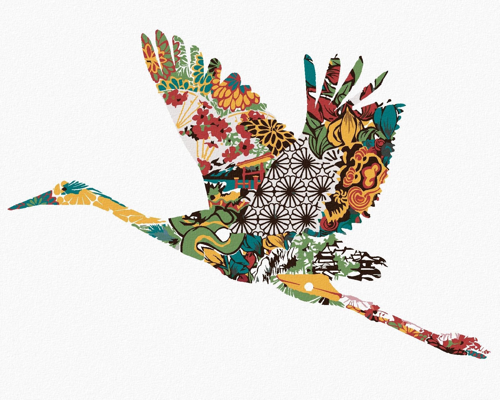 Zuty - Malování Podle Čísel - Čáp S Ornamenty, 80X100 Cm, Plátno