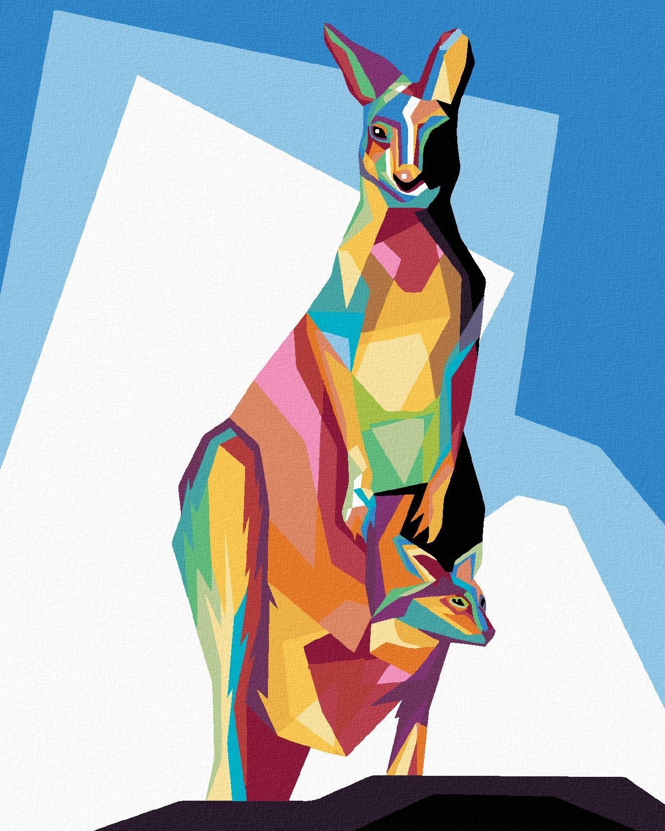 Zuty - Malování Podle Čísel - Barevný Klokan, 40X50 Cm, Plátno