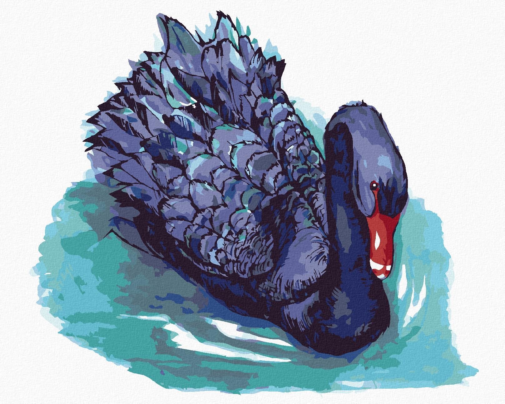 Zuty - Malování Podle Čísel - Modrá Labuť, 40X50 Cm, Plátno