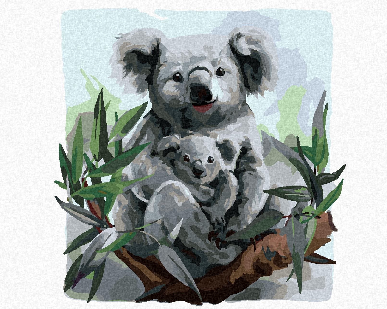 Zuty - Malování Podle Čísel - Koala A Její Dítě, 80X100 Cm, Plátno+Rám