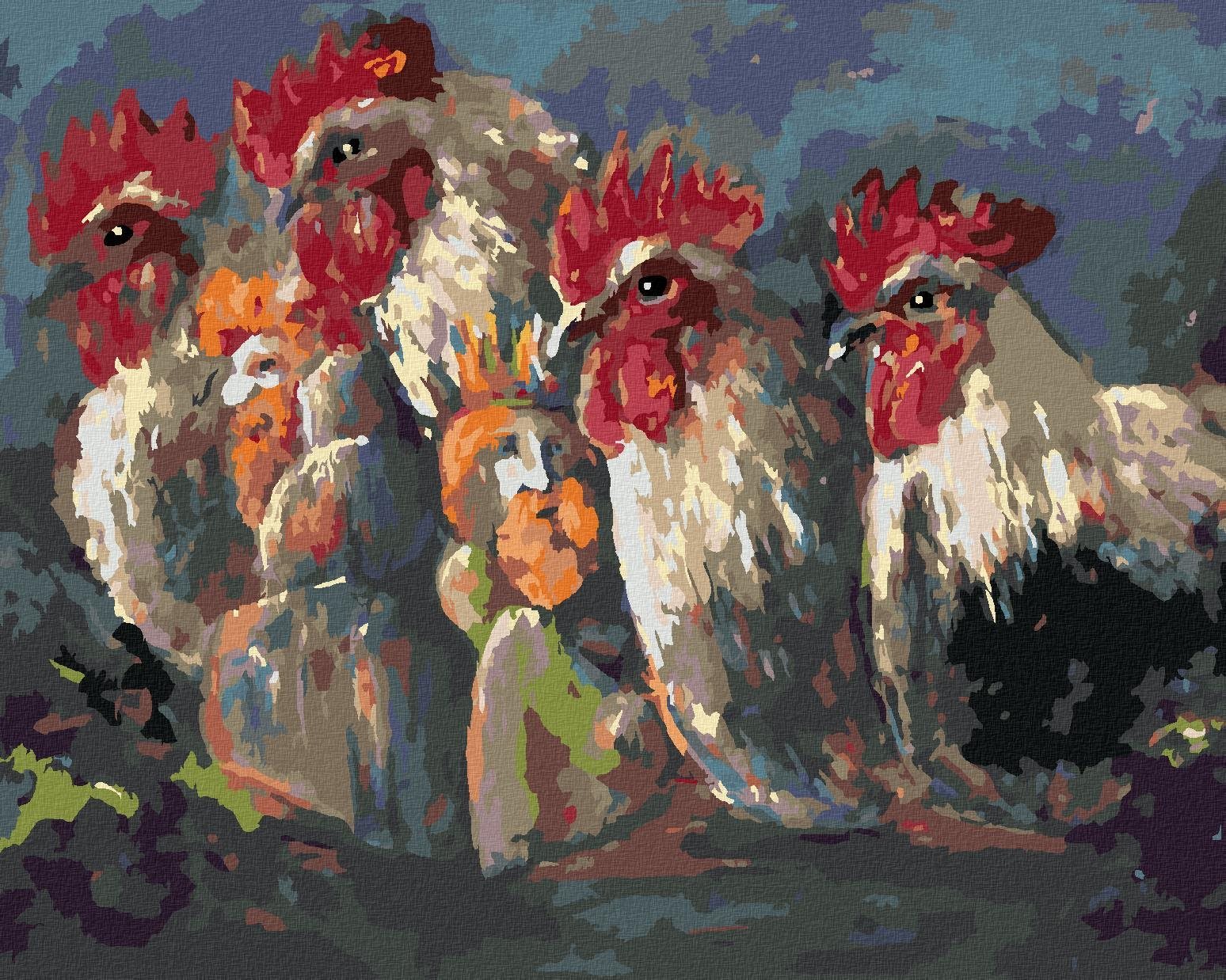 Zuty - Malování Podle Čísel - Kohouti, 40X50 Cm, Plátno