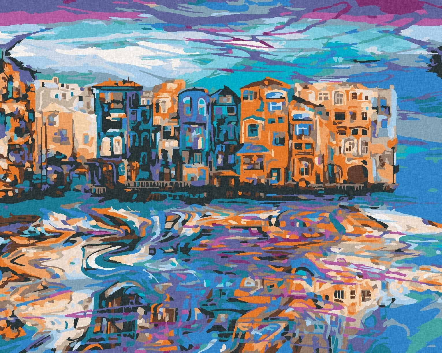 Zuty - Malování Podle Čísel - Odraz Města Ve Vodě, 40X50 Cm, Plátno+Rám