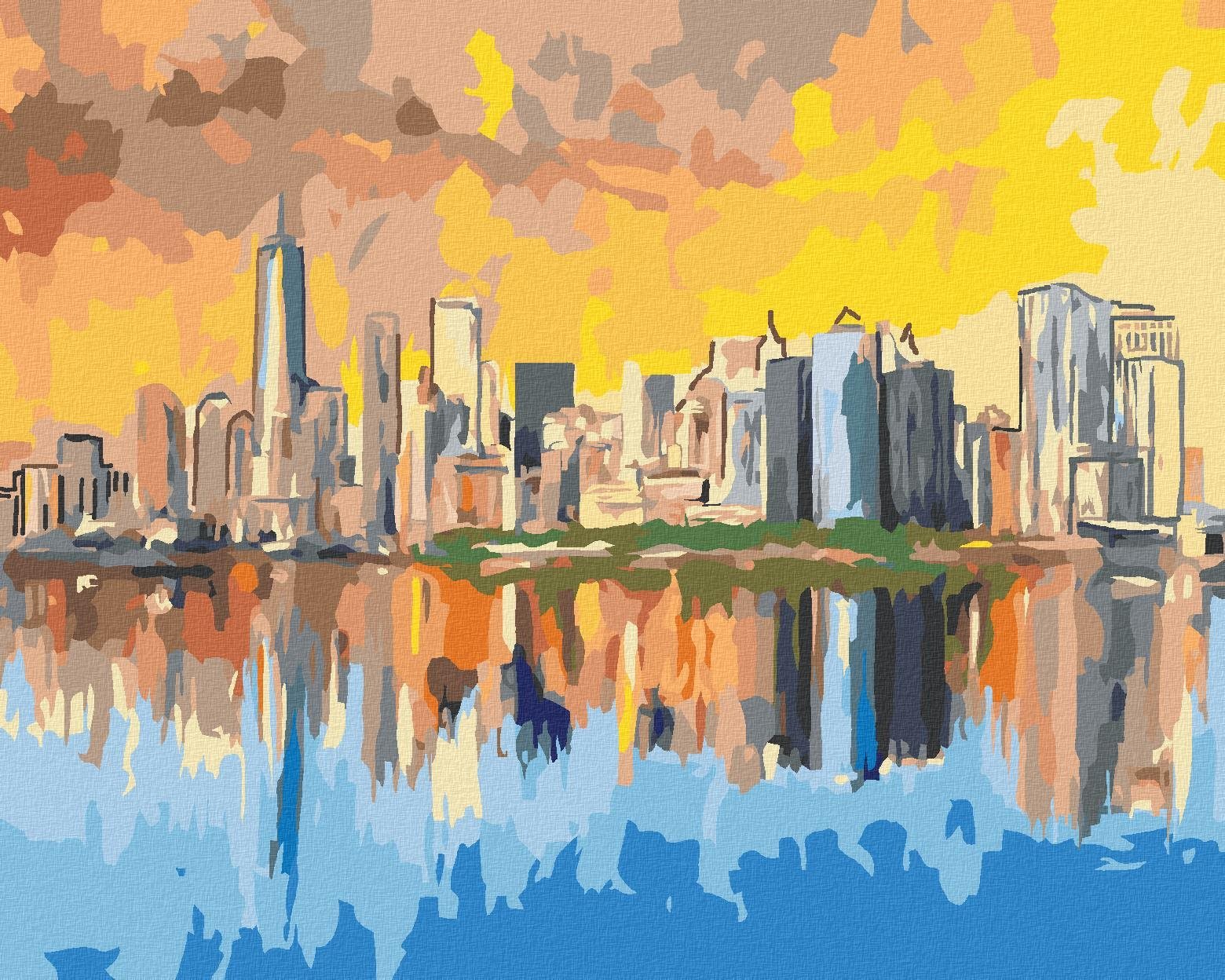 Zuty - Malování Podle Čísel - New York V Odraze Vody, 40X50 Cm, Plátno