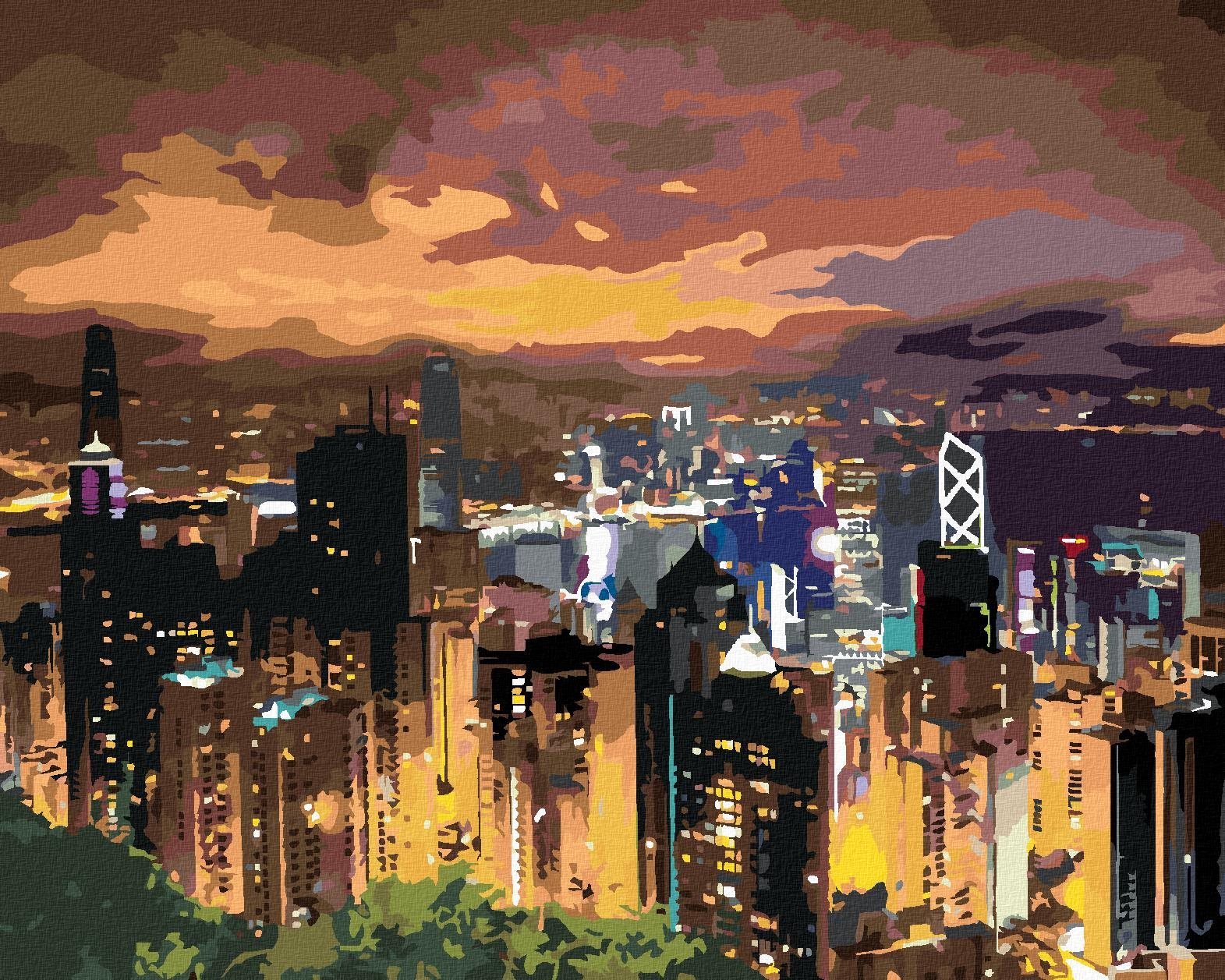 Zuty - Malování Podle Čísel - Noční Výhled Na Velkoměsto, 80X100 Cm, Plátno