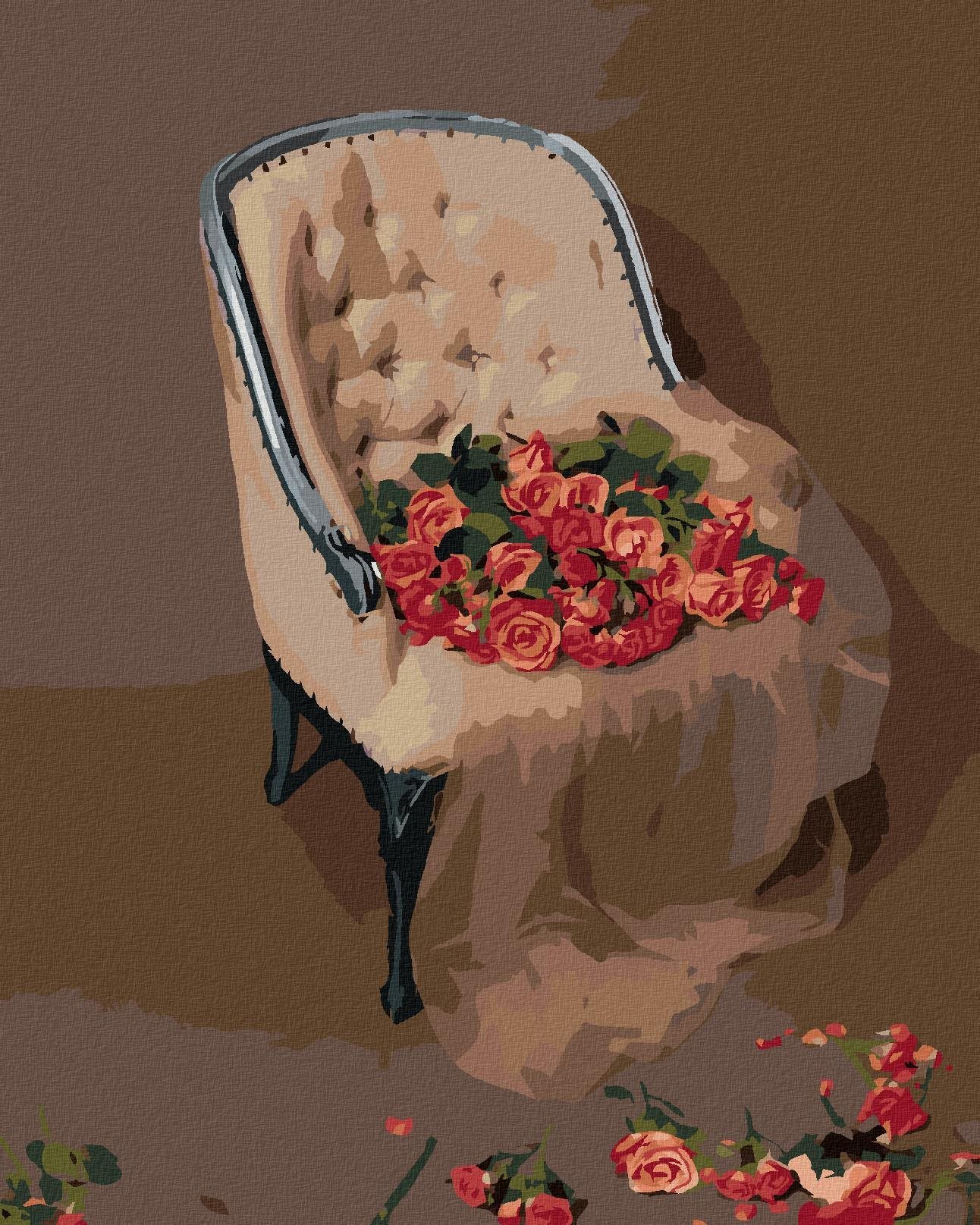 Zuty - Malování Podle Čísel - Růže Na Sametovém Křesle, 40X50 Cm, Plátno