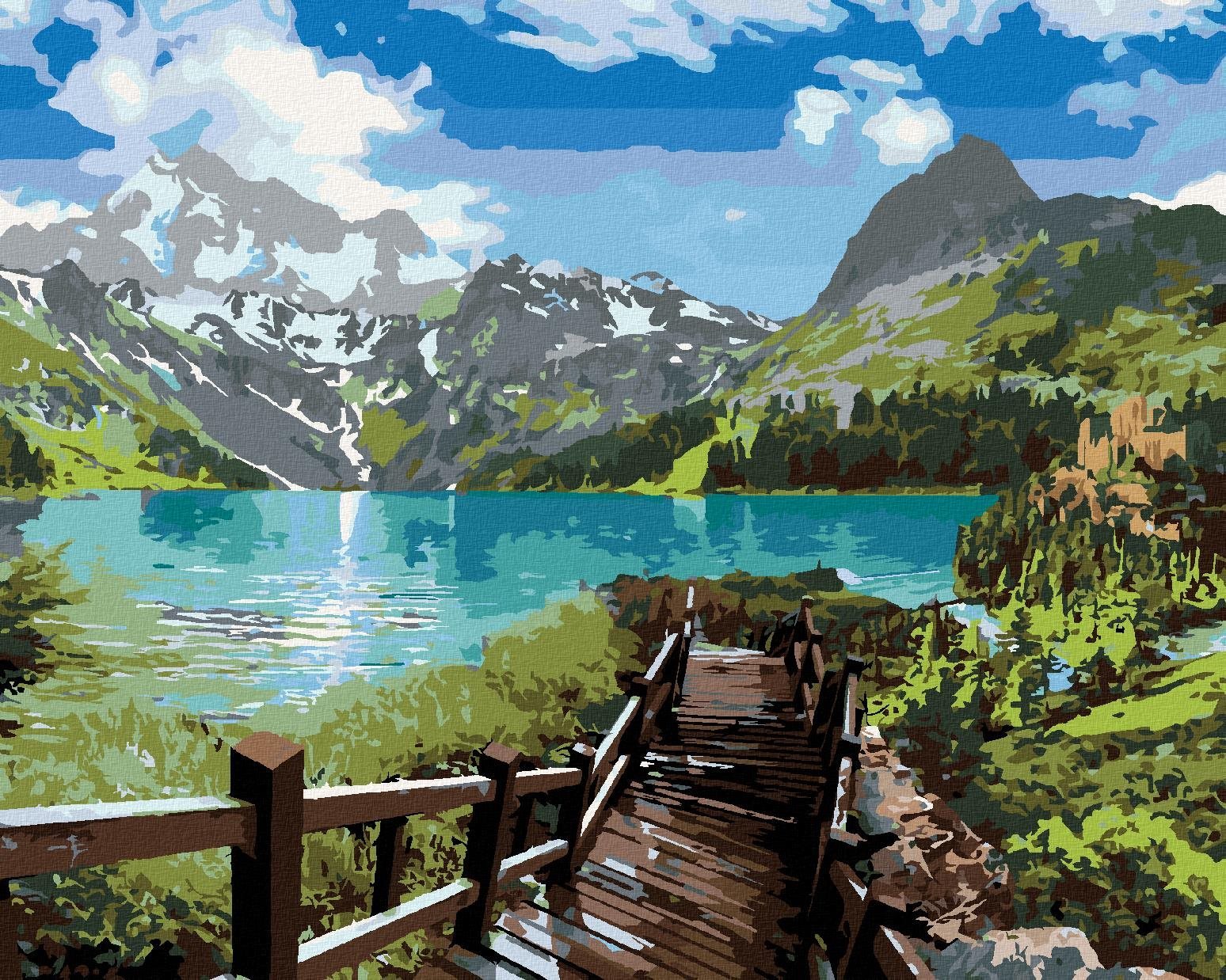 Zuty - Malování Podle Čísel - Schody K Jezeru, 40X50 Cm, Plátno+Rám