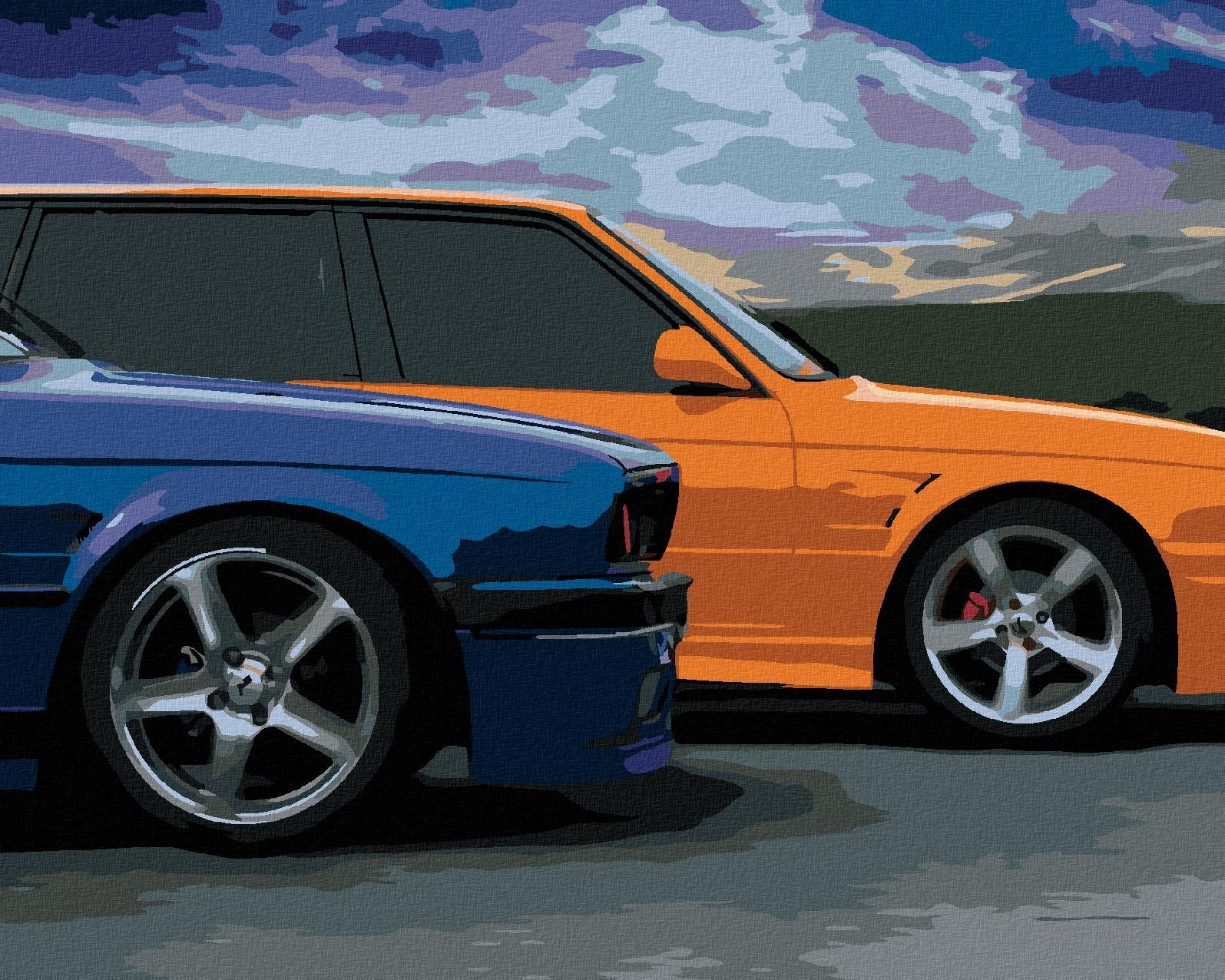 Zuty - Malování Podle Čísel - Dvě Barevná Auta, 40X50 Cm, Plátno