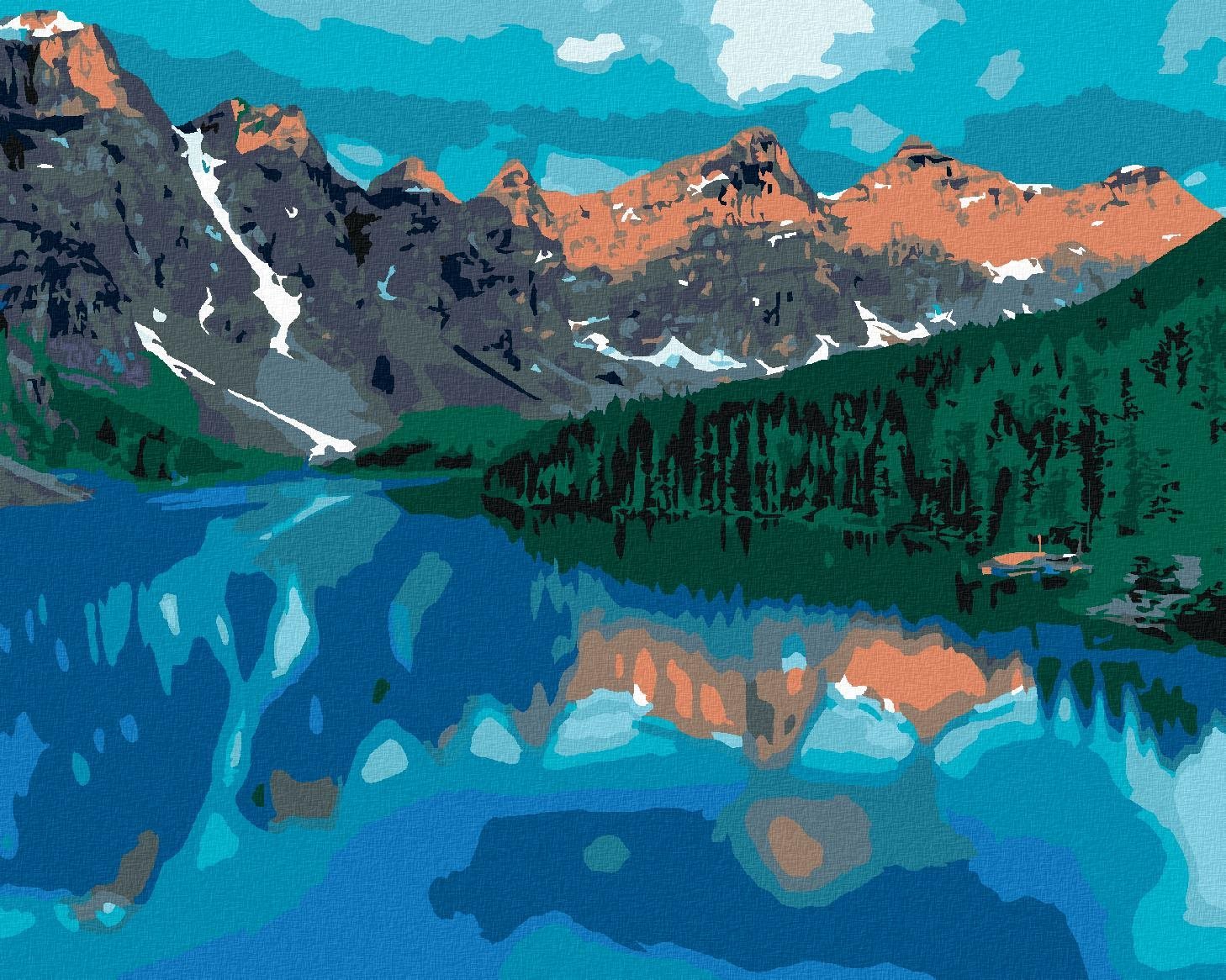 Zuty - Malování Podle Čísel - Jezero A Hory, 40X50 Cm, Plátno+Rám