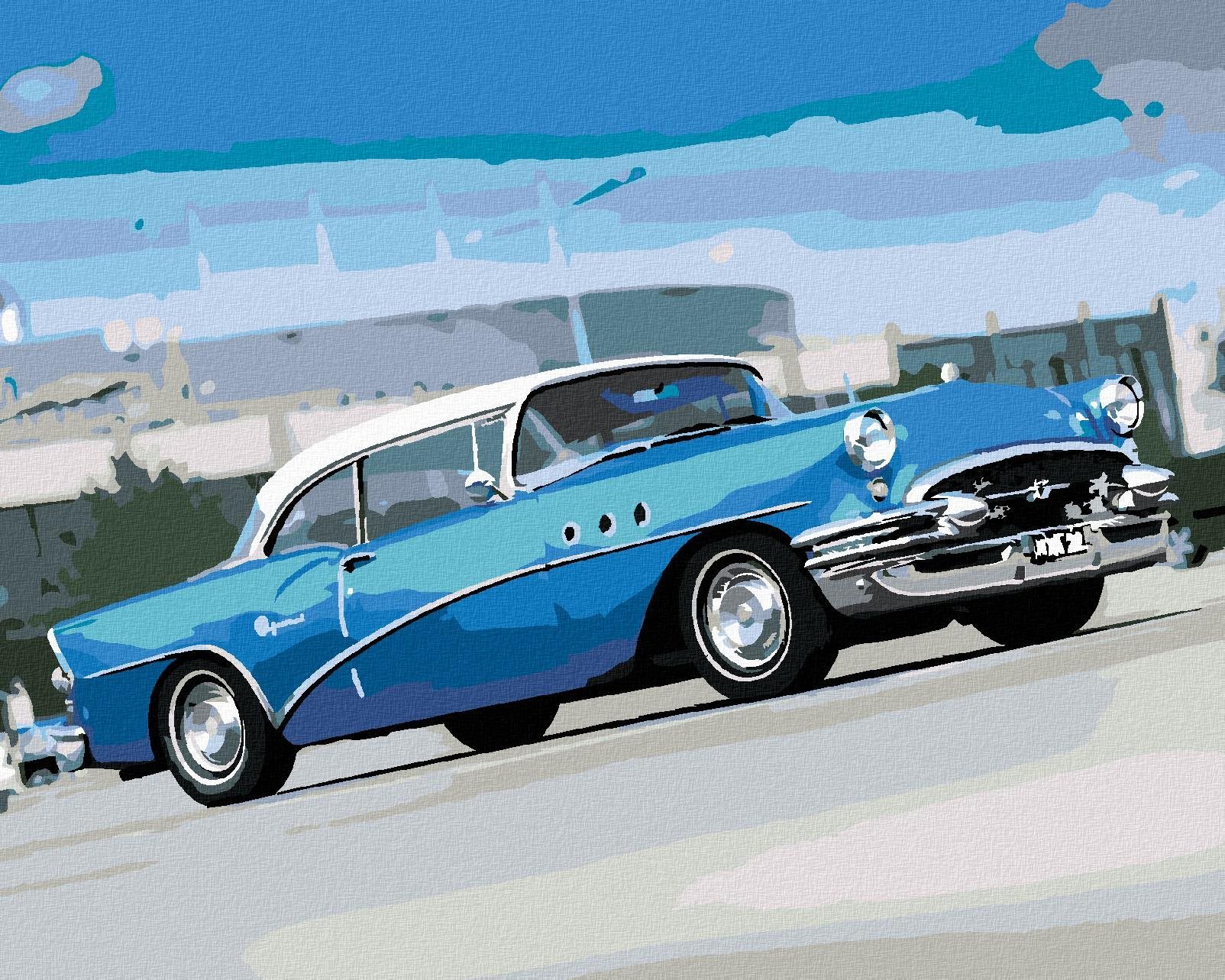 Zuty - Malování Podle Čísel - Starší Modré Auto, 40X50 Cm, Plátno