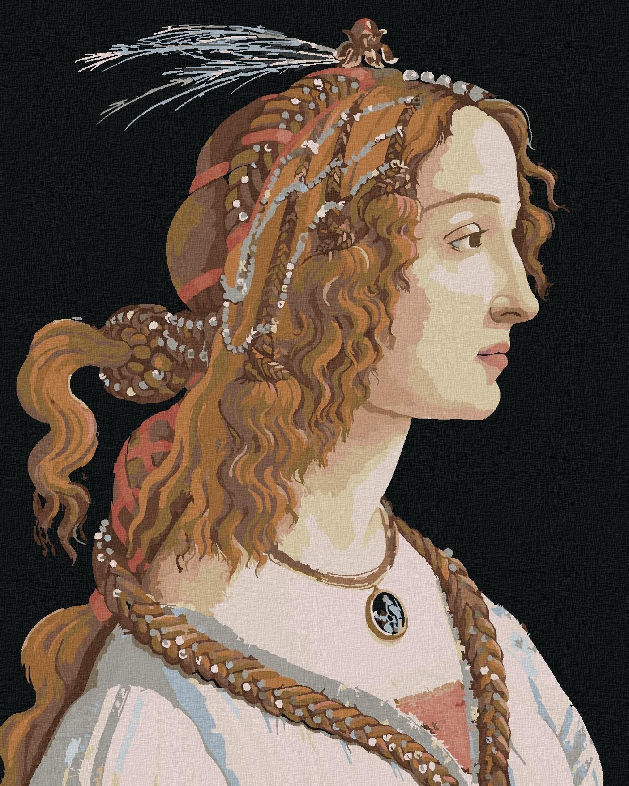 Zuty - Malování Podle Čísel - Portrét Dámy (Sandro Botticelli), 40X50 Cm, Plátno