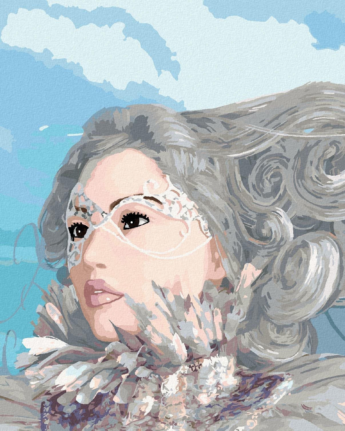 Zuty - Malování Podle Čísel - Fantasy Žena V Šedé, 40X50 Cm, Plátno