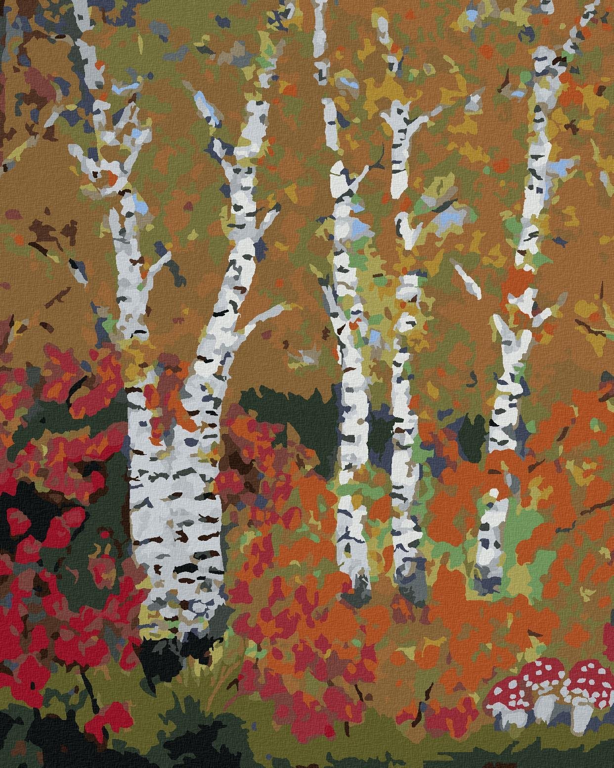 Zuty - Malování Podle Čísel - Břízy Na Podzim, 40X50 Cm, Plátno
