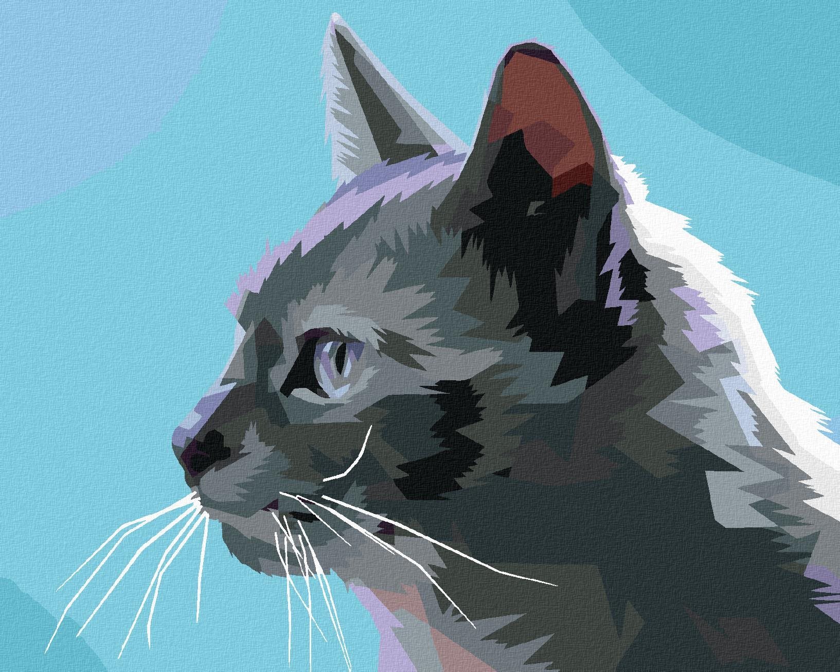 Zuty - Malování Podle Čísel - Šedá Kočka Z Boku, 80X100 Cm, Plátno