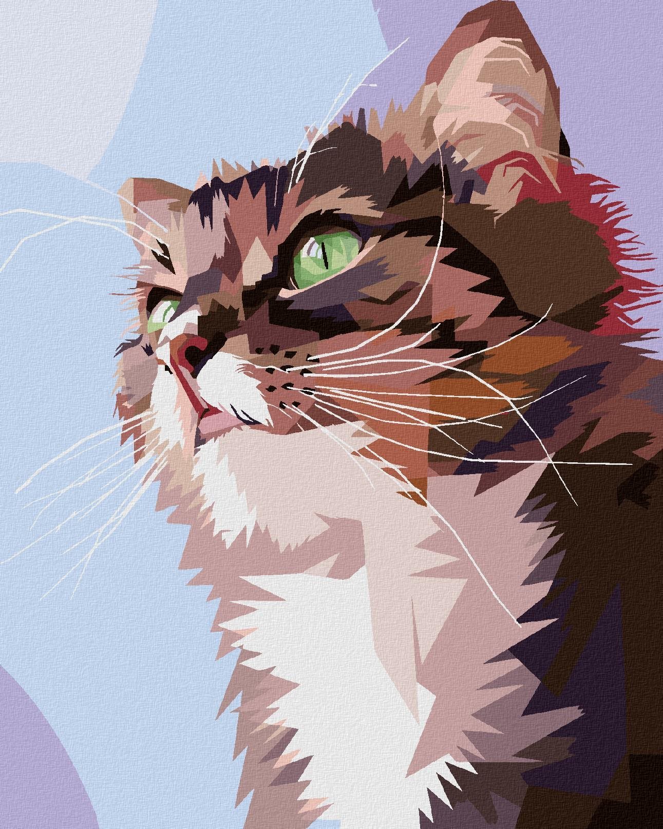 Zuty - Malování Podle Čísel - Zvědavá Kočka Portrét, 80X100 Cm, Plátno+Rám