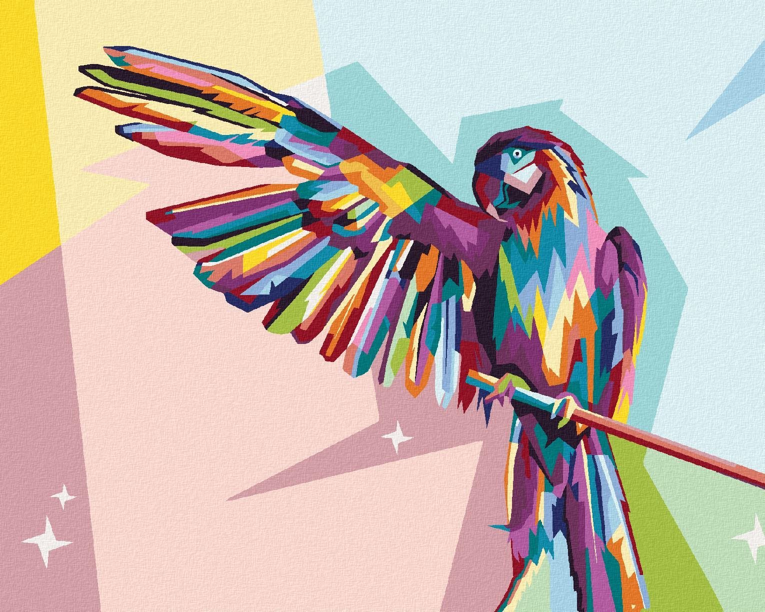 Zuty - Malování Podle Čísel - Barevný Papoušek Na Větvi, 80X100 Cm, Plátno