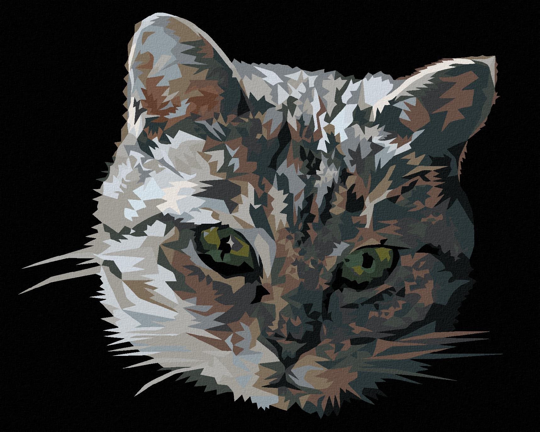 Zuty - Malování Podle Čísel - Šedá Kočka Portrét, 40X50 Cm, Plátno